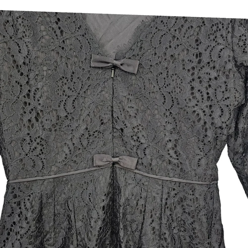 Anthropologie‎ Womens 4 Black Long Sleeve Lace Shorts Romper NWT